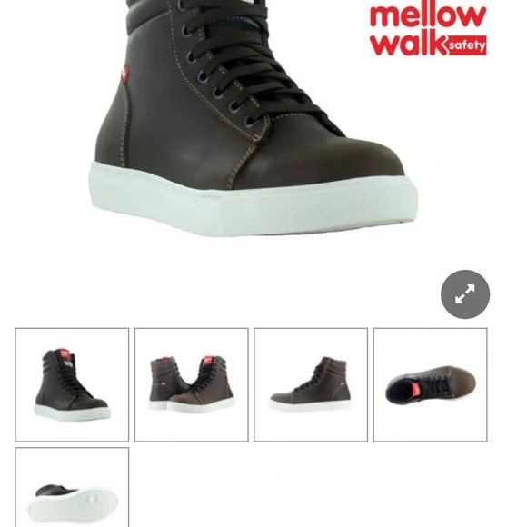 Mellow  Walk women’s 6.5 NEW steel toed Canada approved high tops brown leather - Picture 8 of 9